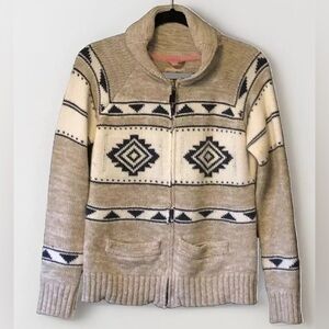 Wool  blend zip up knit cardigan